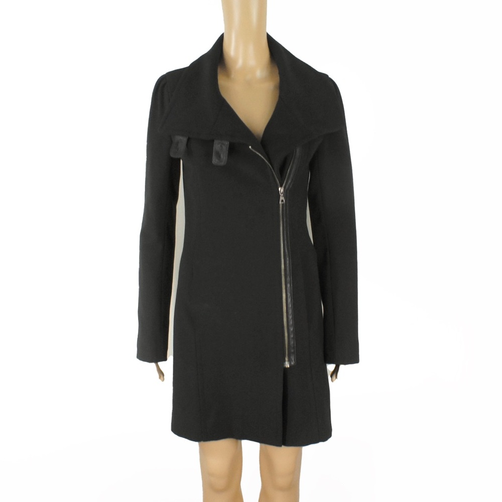 Rudsak Altier Noir Black Faux Leather Trim Jacket Coat
